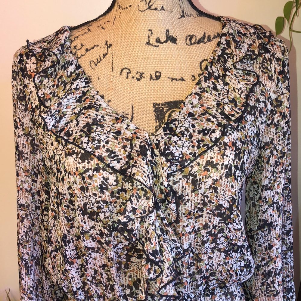 Printed Ruffled Dress Top - Picture 2 of 6